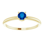 14K Yellow Gold 4 mm Natural Blue Sapphire Ring