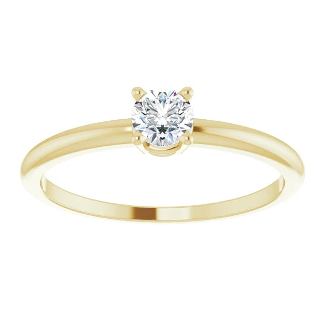 14K Yellow Gold 4 mm Natural White Sapphire Ring