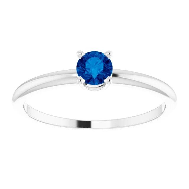 Sterling Silver 4 mm Lab-Grown Blue Sapphire Ring