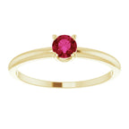 14K Yellow Gold 4 mm Natural Ruby Ring