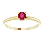 14K Yellow Gold 3 mm Natural Ruby Ring