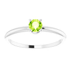 14K White Gold 4 mm Natural Peridot Ring