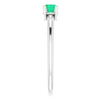 Sterling Silver 4 mm Lab-Grown Emerald Ring