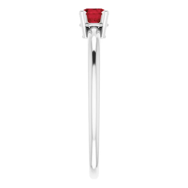 Sterling Silver 4 mm Natural Mozambique Garnet Ring