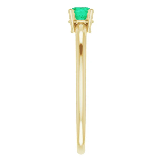 14K Yellow Gold 4 mm Natural Emerald Ring