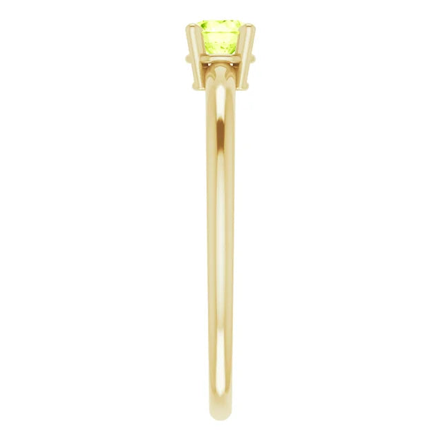 14K Yellow Gold 3 mm Natural Peridot Ring
