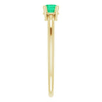 14K Yellow Gold 4 mm Lab-Grown Emerald Ring