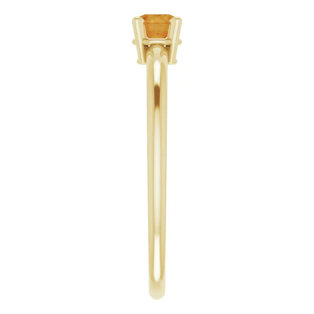 14K Yellow Gold 3 mm Natural Citrine Ring