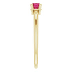 14K Yellow Gold 4 mm Lab-Grown Ruby Ring