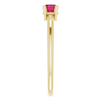 14K Yellow Gold 4 mm Natural Ruby Ring