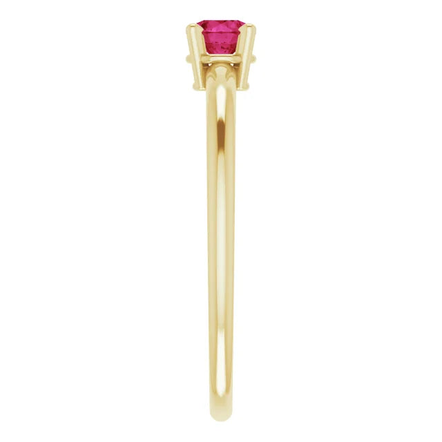 14K Yellow Gold 3 mm Natural Ruby Ring