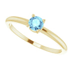 14K Yellow Gold 3 mm Imitation Aquamarine Ring