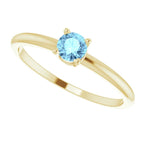 14K Yellow Gold 3 mm Natural Aquamarine Ring