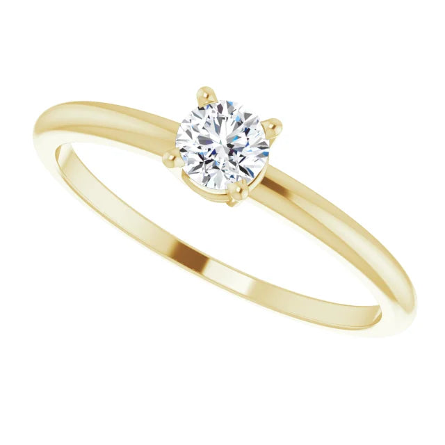 14K Yellow Gold 3 mm Natural Diamond Ring