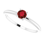 Sterling Silver 4 mm Natural Mozambique Garnet Ring