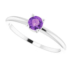 Sterling Silver 3 mm Imitation Amethyst Ring