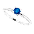 Sterling Silver 4 mm Natural Blue Sapphire Ring