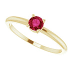 14K Yellow Gold 3 mm Natural Ruby Ring