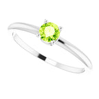 14K White Gold 3 mm Natural Peridot Ring