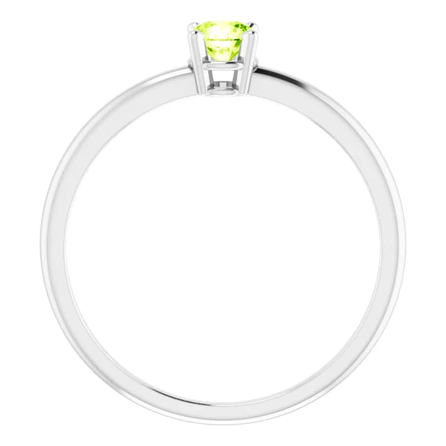 14K White Gold 3 mm Natural Peridot Ring