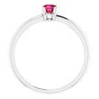Sterling Silver 4 mm Natural Ruby Ring