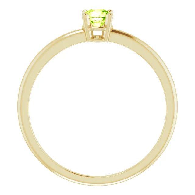 14K Yellow Gold 3 mm Natural Peridot Ring