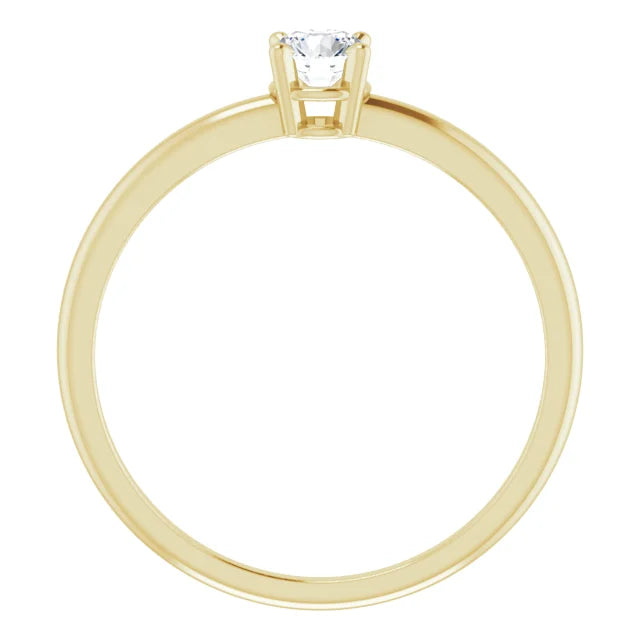 14K Yellow Gold 4 mm Natural White Sapphire Ring