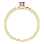 14K Yellow Gold 4 mm Natural Amethyst Ring