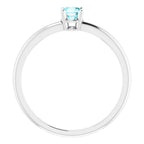 Sterling Silver 4 mm Natural Blue Zircon Ring