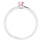 Sterling Silver 4 mm Natural Pink Tourmaline Ring