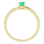 14K Yellow Gold 4 mm Lab-Grown Emerald Ring
