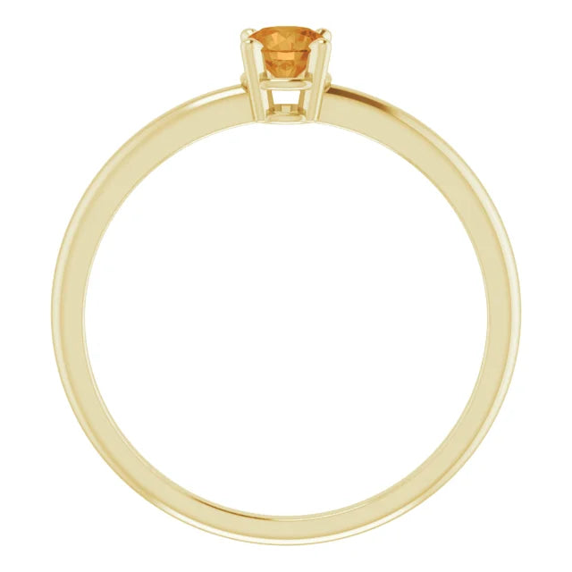14K Yellow Gold 4 mm Natural Citrine Ring