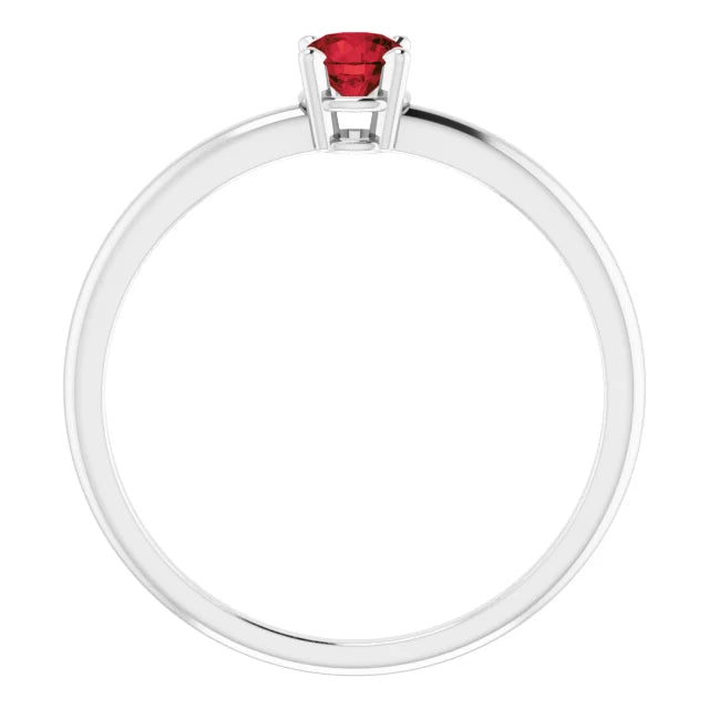 Sterling Silver 4 mm Natural Mozambique Garnet Ring