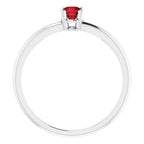 Sterling Silver 4 mm Natural Mozambique Garnet Ring