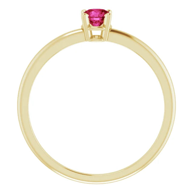 14K Yellow Gold 3 mm Natural Ruby Ring