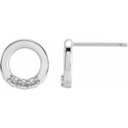 14K White Gold 3-Stone Family Circle Earring Mounting