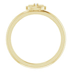 14K Yellow Gold .01 CT Natural Diamond Cross Anchor Ring