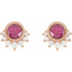 14K Rose Gold Round .08 CTW Natural Diamond Semi-Set Earrings