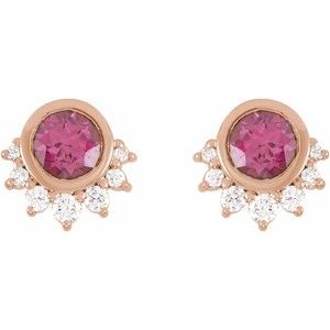 14K Rose Gold Round .08 CTW Natural Diamond Semi-Set Earrings
