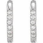 14K White Gold 1/8 CTW Natural Diamond Huggie Earrings