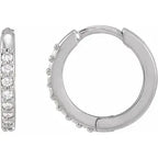 14K White Gold 1/8 CTW Natural Diamond Huggie Earrings