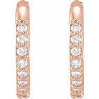 14K Rose Gold 1/8 CTW Natural Diamond Huggie Earrings