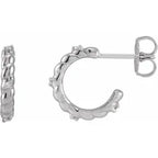 14K White Gold .03 CTW Natural Diamond Rope Huggies