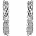 14K White Gold .03 CTW Natural Diamond Rope Huggies