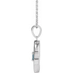 14K White Gold Natural Aquamarine & 1/4 CTW Natural Diamond Disc 16-18" Necklace