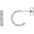 14K White Gold .04 CTW Natural Diamond Chain Link Huggies