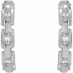14K White Gold .04 CTW Natural Diamond Chain Link Huggies