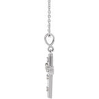 14K White Gold Straight Baguette .02 CTW Natural Diamond Semi-Set Cross 18" Necklace