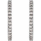 14K White Gold 18 mm 5/8 CTW Natural Diamond Huggie Hoop Earrings