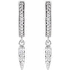 14K White Gold 1/5 CTW Natural Diamond Hinged Hoop Spike Earrings